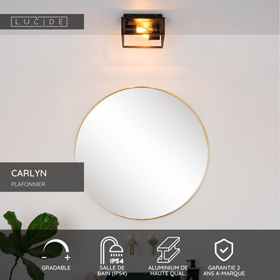 Lucide CARLYN - Plafonnier Salle de bains - 2xE14 - IP54 - Noir